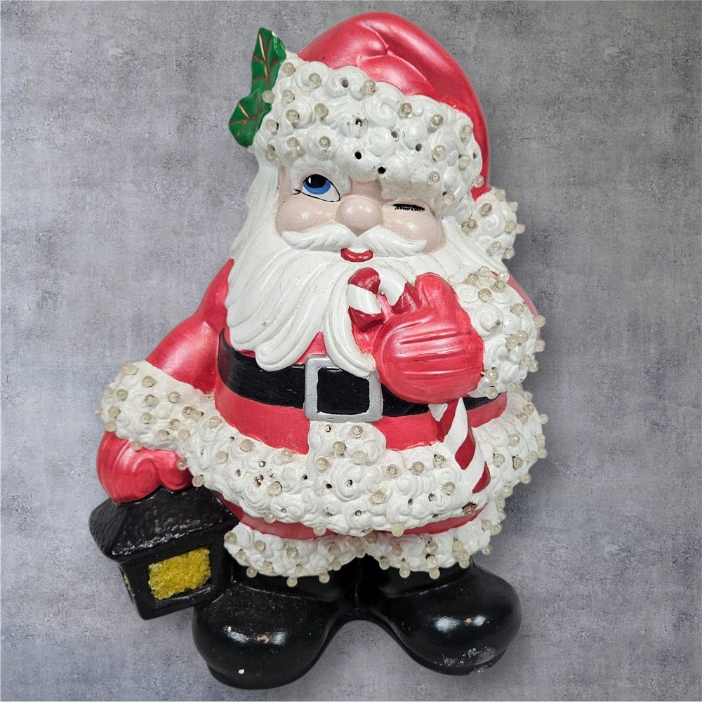 Vintage Lighted Ceramic Santa Claus Figurine Wink Christmas Holiday Decor‎